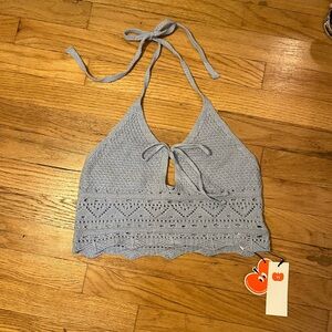 Cider Sky Blue Halter Top